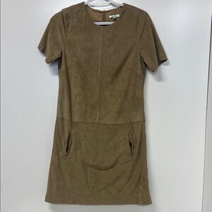 Jade Melody Tam Dress, S/S, Tan Suede Feel, Pockets, Midi, Casual,XS